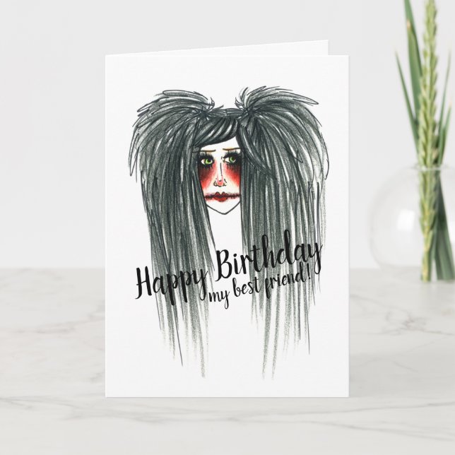 Goth Happy Birthday Best Friend Card (Front)