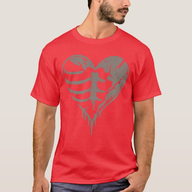 Goth Heart Ribcage Grunge Creepy Alt Alternative H T-Shirt (Front)