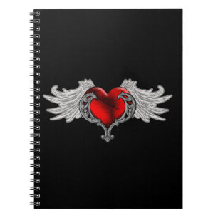 Goth Heart with Angel Wings Notebook