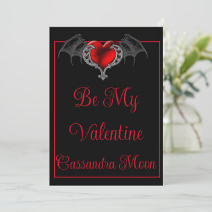 Goth Heart with Bat Wings Personalised Holiday Card