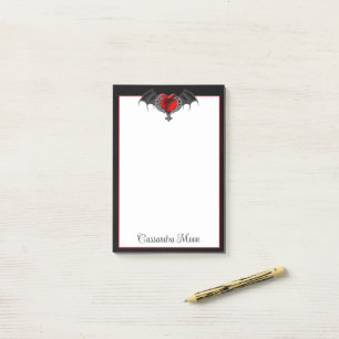 Goth Heart with Bat Wings Post-it Notes