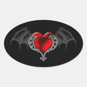 Goth Heart with Bat Wings Sticker
