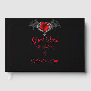 Goth Heart with Bat Wings  Wedding Guest Book
