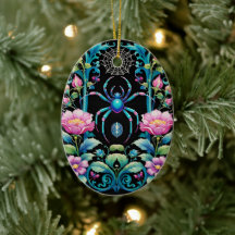 Goth Holiday Spider in Flowers Seasons Creepings