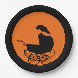 Goth-Horror Baby Shower Paper Plate