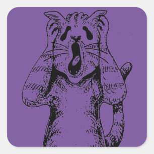 GOTH HORROR CAT DRAMA, SOMEONE MOVED LITTERBOX SQUARE STICKER