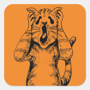 GOTH HORROR CAT DRAMA, SOMEONE MOVED LITTERBOX SQUARE STICKER