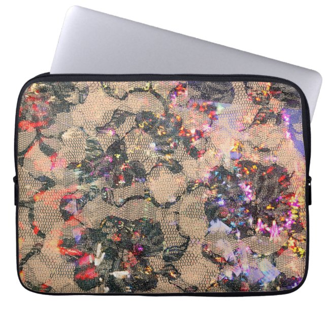 Goth Lace Roses Laptop Sleeve (Front)