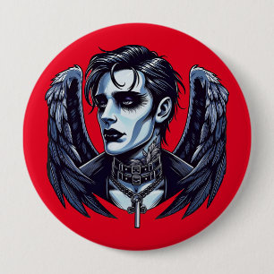 Goth Man Angel Dark Fantasy art 10 Cm Round Badge