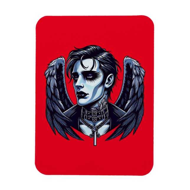 Goth Man Angel Dark Fantasy art Magnet (Vertical)