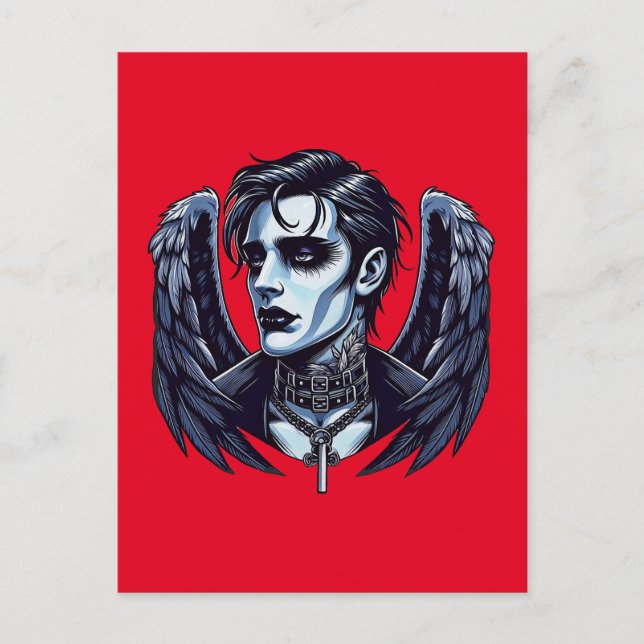 Goth Man Angel Dark Fantasy art Postcard (Front)