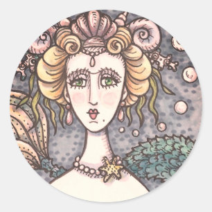 GOTH MERMAID FANTASY STICKERS Round SHEET