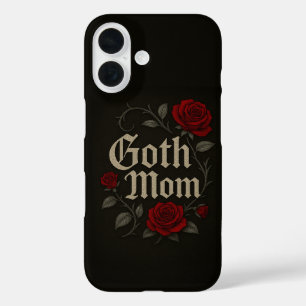 Goth Mom Red Rose Floral Victorian Typography iPhone 16 Case