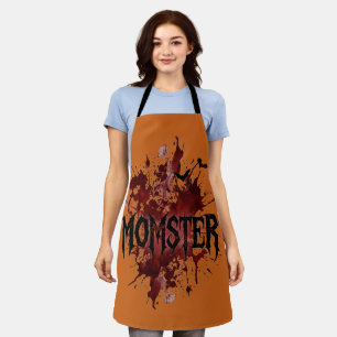 Goth Momster Apron, Spooky Halloween Haunted House Apron