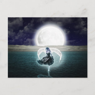 goth moon angel postcard