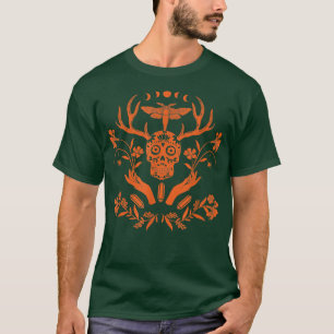 Goth Moth And Crescent Moon Creepy Halloween 801 T-Shirt