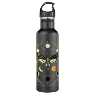 Goth moth tarot card Moth Long Sleeve  710 Ml Water Bottle