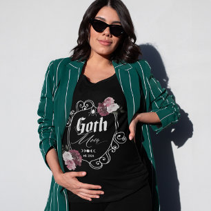 Goth Mum Pregnancy Announcement Floral Crest Tri-Blend Shirt