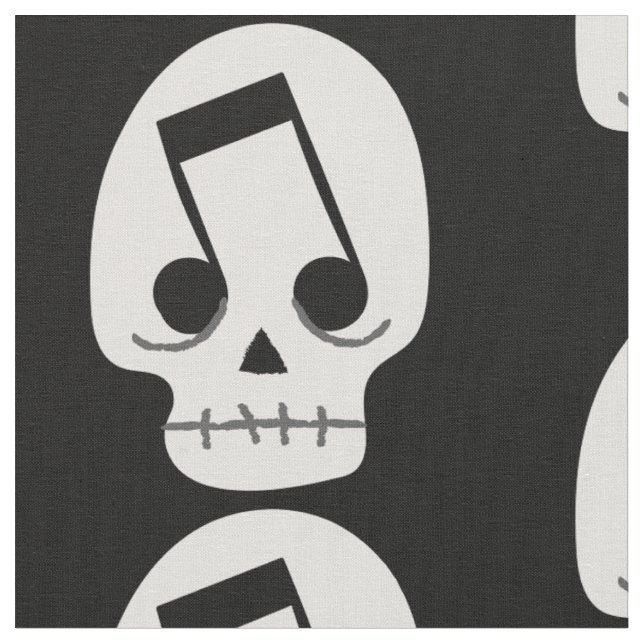 goth music note eyes skull  fabric (Close Up)