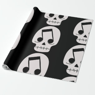 goth music note eyes skull wrapping paper