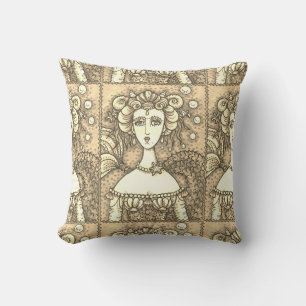 GOTH NEPTUNE'S MERMAID THROW PILLOW Sepia
