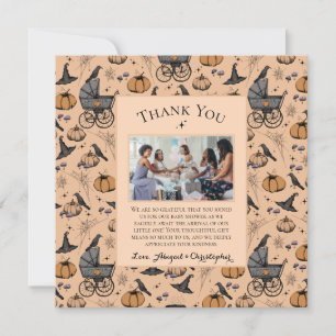 Goth Orange Victorian Baby Carriage Thank You Card