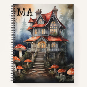 Goth Pastel Cottage core Haunted Mushroom House Notebook