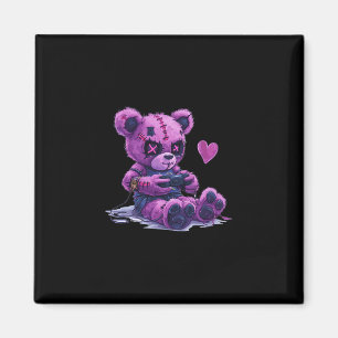 Goth Pastel Cute Creepy Kawaii Gamer Bear Gaming Magnet