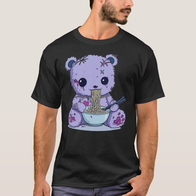 Goth Pastel Cute Creepy Kawaii Teddy Bear Voodoo D T-Shirt (Front)