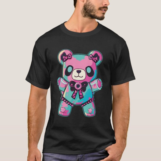 Goth Pastel Teddy Bear Cute Creepy Anime Japanese  T-Shirt (Front)