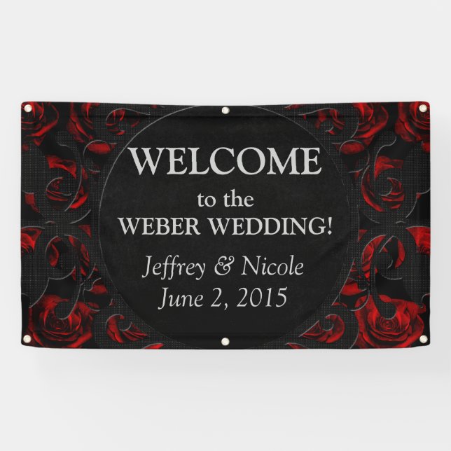 Goth Personalised Custom Wedding Banner (Horizontal)