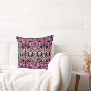 Goth Pink Ornament with Skull Cushion