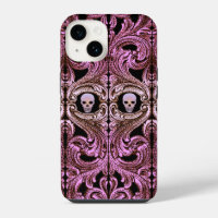 Goth Pink Ornament with Skull iPhone Case