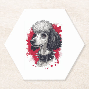 Goth Poodle � Dark Aesthetic Dog Paper Coaster