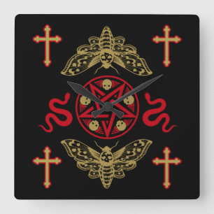 Goth Post Punk Fashion Square Wall Clock