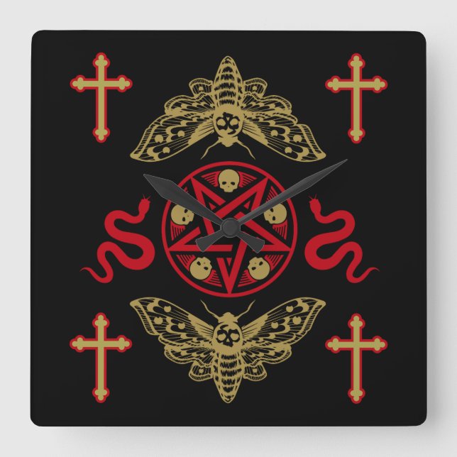 Goth Post Punk Fashion Square Wall Clock (Front)