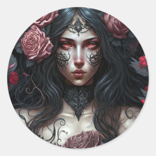 Goth Princess Gothic Fantasy Art Classic Round Sticker