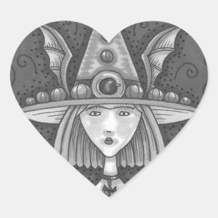 GOTH PUMPKIN WITCH HALLOWEEN STICKERS SHEET Heart