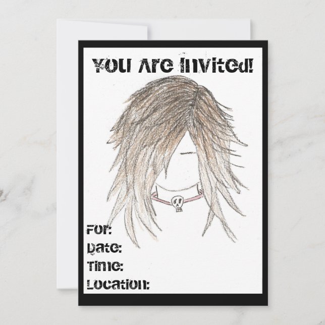 Goth Punk Invitations, Birthday any Occasion Invitation (Front)
