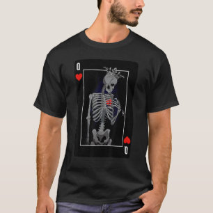 Goth Punk Queen Of Hearts Card Skeleton Halloween T-Shirt