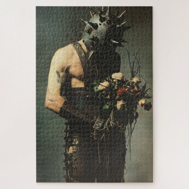Goth Punk Rock Romeo With Roses Jigsaw Puzzle (Vertical)