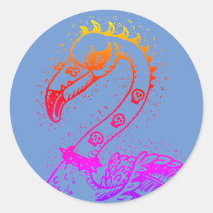 GOTH PUNK ROCKER FLAMINGO, SKULLS, SPIKED HAIR CLASSIC ROUND STICKER