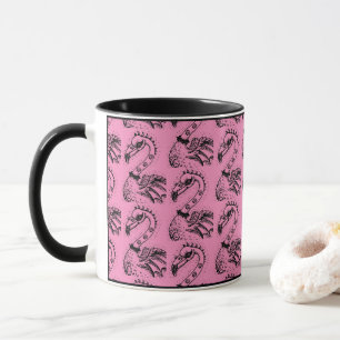 GOTH PUNK ROCKER FLAMINGO, SKULLS, SPIKED HAIR MUG
