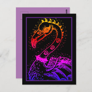 GOTH PUNK ROCKER FLAMINGO, SKULLS, SPIKED HAIR POSTCARD
