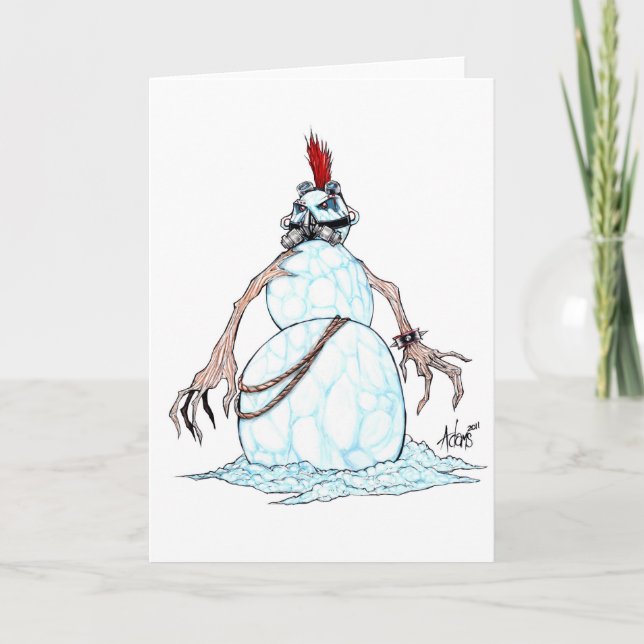Goth Punk Snowman Holiday Card (Front)