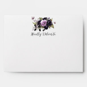 Goth Purple & Black Moody Florals Quinceañera  Envelope