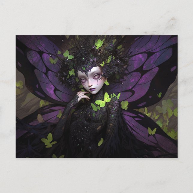 Goth Purple Fairy Girl Fantasy Art Postcard (Front)
