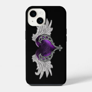 Goth Purple Heart with Angel Wings iPhone Case