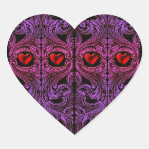 Goth Purple Ornament with Heart Heart Sticker