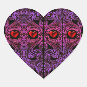 Goth Purple Ornament with Heart Sticker